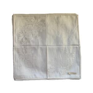 Vintage Made in Japan Damask Napkins Set of 6 White Floral Jacquard Cottagecore